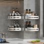 SOGA Silver Wall-Mounted Rectangular Bathroom Storage Organiser Adhesive Shelf Rack with Hooks