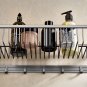 SOGA 50cm Wall-Mounted Double Pole Towel Holder Bathroom Organiser Rail Hanger with Hooks