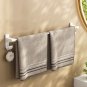 SOGA 52cm White Wall-Mounted Double Pole Towel Holder Bathroom Organiser Rail Hanger with Hooks