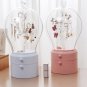 SOGA Pink 360 Degree Rotating 2 Layered Jewelry Storage Box Waterproof Dustproof Access Organiser