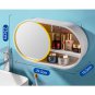 SOGA 39cm Oval Wall-Mounted Mirror Storage Box Vanity Mirror Rack Bathroom Adhesive Shelf Organiser