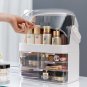 SOGA 3 Tier White Countertop Makeup Cosmetic Storage Organiser Jewelry Storage Box with Handle