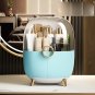 SOGA Blue Transparent Countertop Makeup Organiser Storage Waterproof Bathroom Holder with Lid