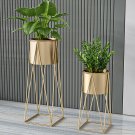 SOGA 50cm Gold Metal Plant Stand With Gold Flower Pot Holder Corner Shelving Rack Indoor Display SOGA 50cm Gold Metal Plant Stand With Gold Flower Pot Holder Corner Shelving Rack Indoor Display