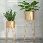 SOGA 50cm Gold Metal Plant Stand With Gold Flower Pot Holder Corner Shelving Rack Indoor Display