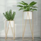 SOGA 50cm Gold Metal Plant Stand With White Flower Pot Holder Corner Shelving Rack Indoor Display SOGA 50cm Gold Metal Plant Stand With White Flower Pot Holder Corner Shelving Rack Indoor Display
