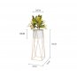 SOGA 50cm Gold Metal Plant Stand With White Flower Pot Holder Corner Shelving Rack Indoor Display