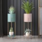 SOGA 2 Layer 60cm Gold Metal Plant Stand With Pink Flower Pot Holder Corner Shelving Rack