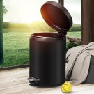 SOGA Foot Pedal Stainless Steel Rubbish Recycling Garbage Waste Trash Bin Round 12L Black