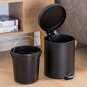 SOGA Foot Pedal Stainless Steel Rubbish Recycling Garbage Waste Trash Bin Round 12L Black