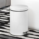 SOGA Foot Pedal Stainless Steel Rubbish Recycling Garbage Waste Trash Bin Round 12L White