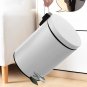 SOGA Foot Pedal Stainless Steel Rubbish Recycling Garbage Waste Trash Bin Round 12L White