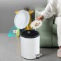 SOGA Foot Pedal Stainless Steel Rubbish Recycling Garbage Waste Trash Bin Round 12L White