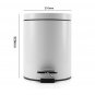 SOGA Foot Pedal Stainless Steel Rubbish Recycling Garbage Waste Trash Bin Round 12L White