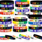Cinrobiye 30 Pcs Rainbow Pride Wristbands Gay Pride Silicone Bracelet LGBT