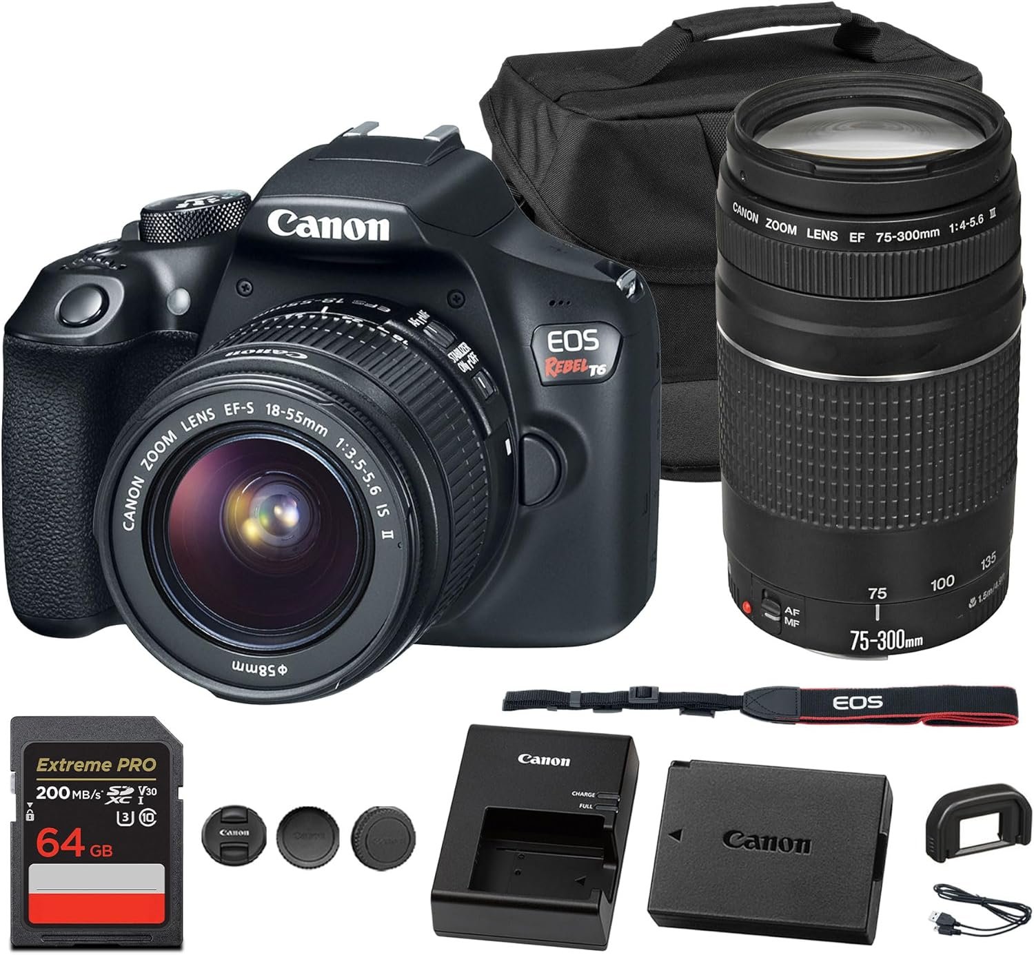 Canon EOS Rebel T6 DSLR Camera with 18-55mm Lens 18MP APS-C