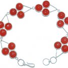 .925 SS 18 Stone Carnelian Triangle Bracelet 7.75 inch