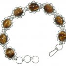 .925 SS Oval Tigereye Flower Bracelet 7.75 inches