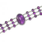 .925 SS Oval Amethyst Linked Bracelet 7.5 inches