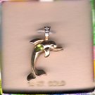 14K Gold Oval Peridot Dolphin Pendant