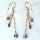 14K GF Hematite Dangle Chain Earrings - 2 1/4 L
