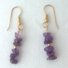 14K GF Amethyst Chips Drop Earrings - 1 3/4 Long