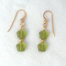 14K GF Peridot Stars Drop Earrings - 1 1/2 Long