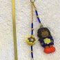 Blue /Yellow Girl Polymer Clay Charm w/ Beads Gold Bookmark