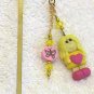 Pink /Yellow Girl Polymer Clay Charm w/ Crystals Bookmark New!
