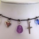 Teen Black Leather Charm Choker Necklace - New Item!