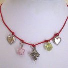 Teen Red Leather Charm Choker Necklace - New Item!