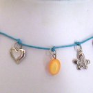 Teen Turquoise Leather Charm Choker Necklace - New Item
