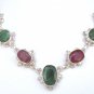 .925 SS Genuine Colombian Emerald and Ruby Necklace 245 CTs