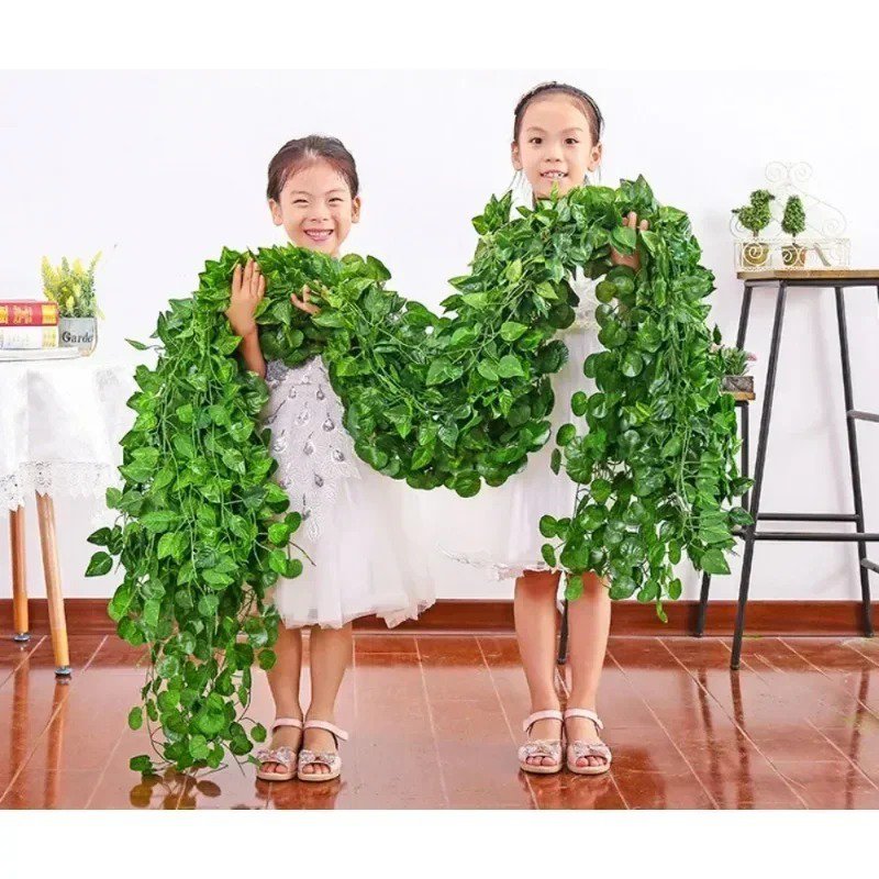 1PC 2.2M Artificial Green Silk Hanging Vines for Home & Event Decor.