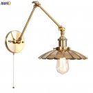 IWHD Gold Industrial LED Wall Lamp with Pull Chain Switch - Vintage Bedside, Home & Restaurant Decor