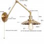 IWHD Gold Industrial LED Wall Lamp with Pull Chain Switch - Vintage Bedside, Home & Restaurant Decor