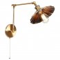 IWHD Gold Industrial LED Wall Lamp with Pull Chain Switch - Vintage Bedside, Home & Restaurant Decor