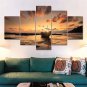 Wall Art Canvas Prints 5 Piece Seascape Painting Sunset Beach Boat Pos Hand Made