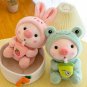 25cm Kawaii Bubble Tea Pig Plush Toys Soft Stuffed Animal Cute Bunny With Tea