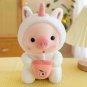 25cm Kawaii Bubble Tea Pig Plush Toys Soft Stuffed Animal Cute Bunny With Tea