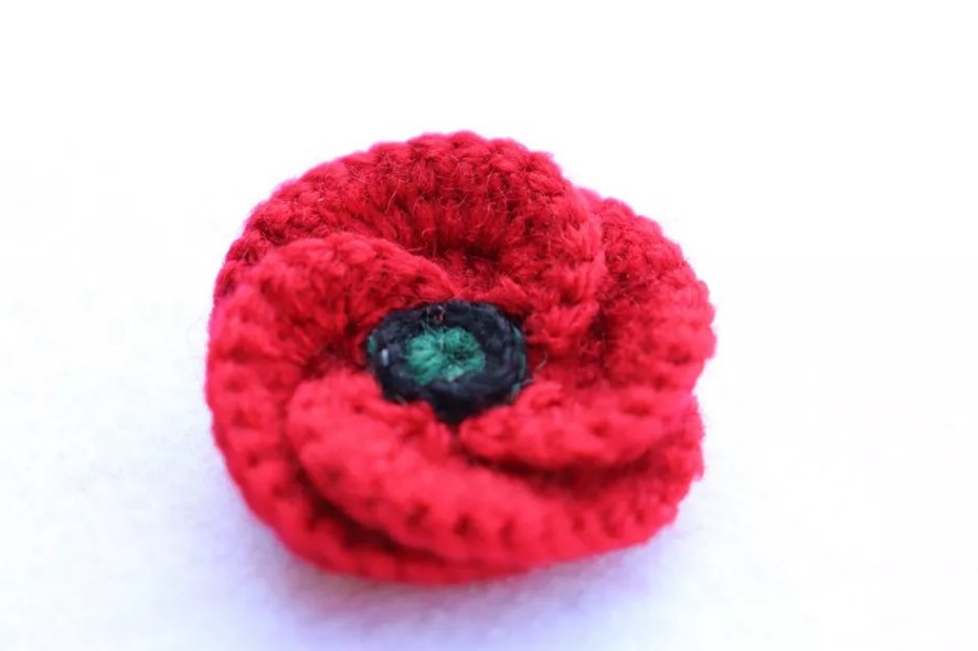 Handmade Crochet Poppy Brooch