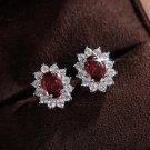 Trendy Geometric Cubic Zirconia Copper Stud Earrings For Women Metal Crystal Earring