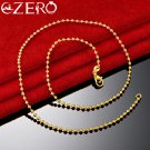 ALIZERO 18K Gold Necklaces 925 Sterling Silver 2MM Beads Chain Necklace For Women Men Fashion
