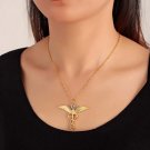 Angel's Wings Necklace Women Moissanite Snake Ouroboros Magic Wand Caduceus Emergency Medical