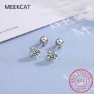 18k Plated 0.2-2ct Moissanite Stud Earrings for Women Solid 925 Sterling Silver Lab Diamond