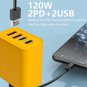 120W Fast Charging 4 Ports Mobile Phone Charger QC3.0 USB Type C Chargers Dual PD Wall Adapter