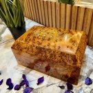 Moroccan lockable burl wooden jewellery Box organizer with key keepsake