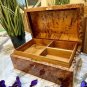 Moroccan lockable burl wooden jewellery Box organizer with key keepsake