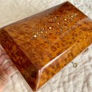 Moroccan large lockable burl wooden jewellery Box organizer with key keepsake