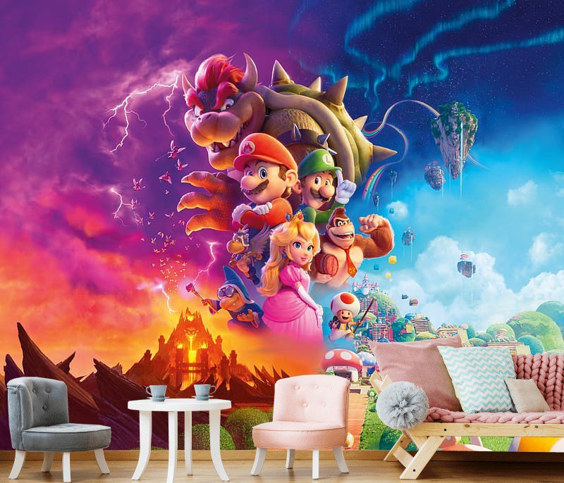 Photo Wallpaper Super Mario Bros Wall Mural Kids Bedroom Decor w118" x h94"